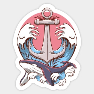 Anchor Whale Sticker